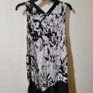 Simply Vera Wang A-line Sleeveless Tunic Black & White Print XL